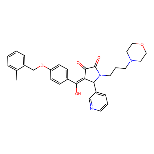 (4E)-4-[hydroxy-[4-[(2-methylphenyl)methoxy]phenyl]methylidene]-1-(3-morpholin-4-ylpropyl)-5-pyridin-3-ylpyrrolidine-2,3-dione structure