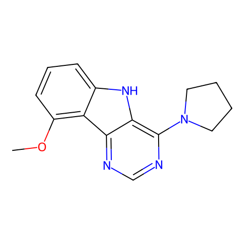 9-methoxy-4-(pyrrolidin-1-yl)-5H-pyrimido[5,4-b]indole structure