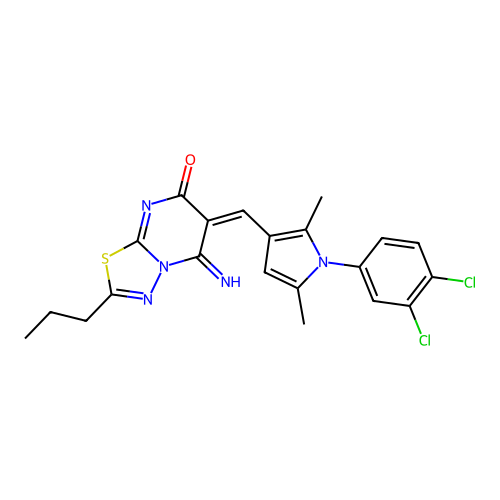 C21H19Cl2N5OS structure