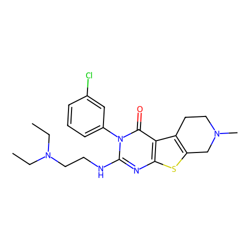 3-(3-chlorophenyl)-2-((2-(diethylamino)ethyl)amino)-7-methyl-5,6,7,8-tetrahydropyrido[4',3':4,5]thieno[2,3-d]pyrimidin-4(3H)-one structure