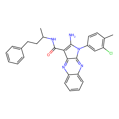2-amino-1-(3-chloro-4-methylphenyl)-N-(4-phenylbutan-2-yl)-1H-pyrrolo[2,3-b]quinoxaline-3-carboxamide structure
