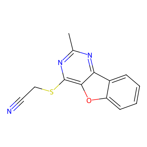 2-[(2-Methyl-[1]benzofuro[3,2-d]pyrimidin-4-yl)sulfanyl]acetonitrile structure