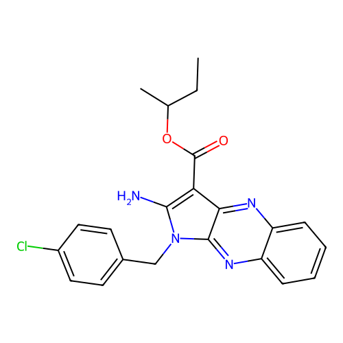 butan-2-yl 2-amino-1-(4-chlorobenzyl)-1H-pyrrolo[2,3-b]quinoxaline-3-carboxylate structure