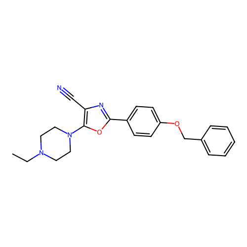 2-[4-(Benzyloxy)phenyl]-5-(4-ethylpiperazin-1-yl)-1,3-oxazole-4-carbonitrile structure