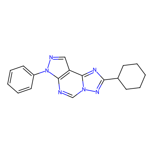 2-cyclohexyl-7-phenyl-7H-pyrazolo[4,3-e][1,2,4]triazolo[1,5-c]pyrimidine structure