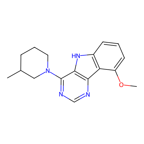 9-methoxy-4-(3-methylpiperidin-1-yl)-5H-pyrimido[5,4-b]indole structure
