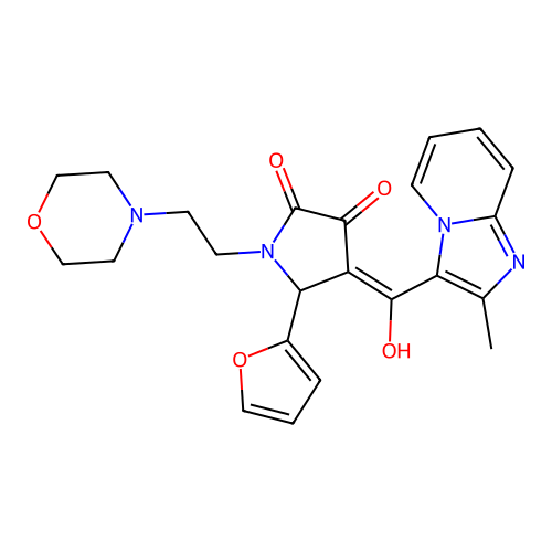 (4E)-5-(furan-2-yl)-4-[hydroxy-(2-methylimidazo[1,2-a]pyridin-3-yl)methylidene]-1-(2-morpholin-4-ylethyl)pyrrolidine-2,3-dione structure