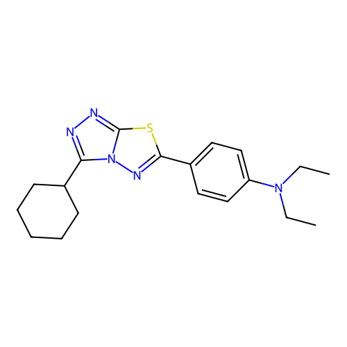 4-(3-cyclohexyl-[1,2,4]triazolo[3,4-b][1,3,4]thiadiazol-6-yl)-N,N-diethylaniline structure