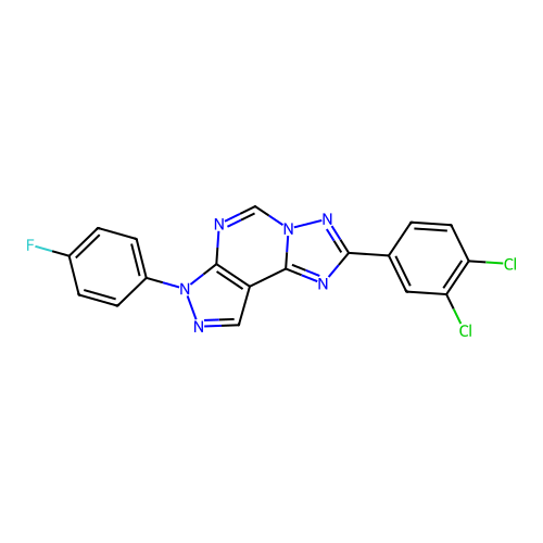 2-(3,4-dichlorophenyl)-7-(4-fluorophenyl)-7H-pyrazolo[4,3-e][1,2,4]triazolo[1,5-c]pyrimidine structure