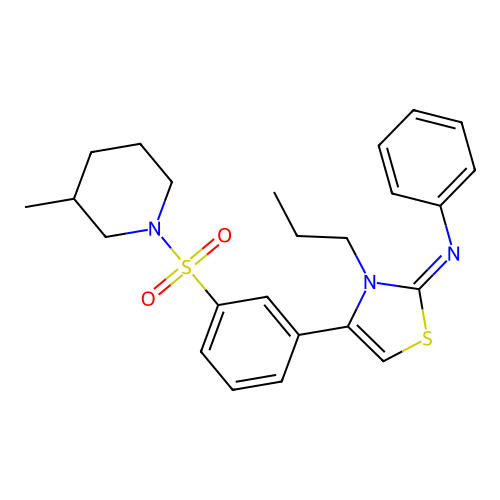 N-[(2Z)-4-{3-[(3-methylpiperidin-1-yl)sulfonyl]phenyl}-3-propyl-1,3-thiazol-2(3H)-ylidene]aniline structure