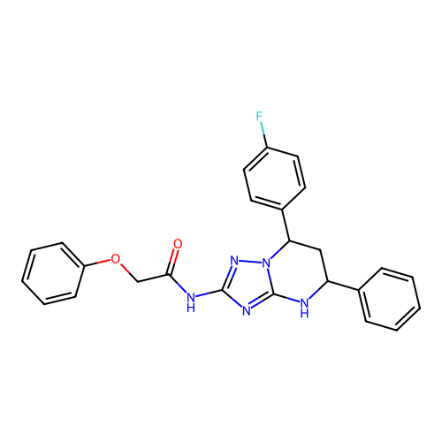 N-(7-(4-fluorophenyl)-5-phenyl-4,5,6,7-tetrahydro-[1,2,4]triazolo[1,5-a]pyrimidin-2-yl)-2-phenoxyacetamide structure