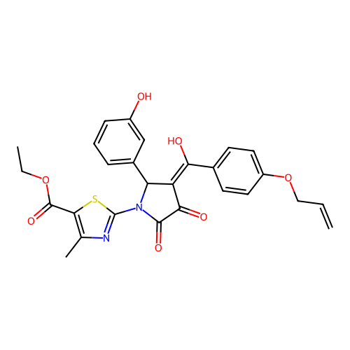 ethyl 2-(3-(4-(allyloxy)benzoyl)-4-hydroxy-2-(3-hydroxyphenyl)-5-oxo-2,5-dihydro-1H-pyrrol-1-yl)-4-methylthiazole-5-carboxylate structure