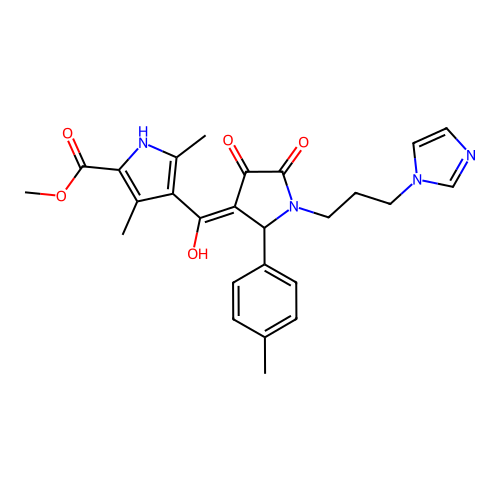 methyl 4-(1-(3-(1H-imidazol-1-yl)propyl)-4-hydroxy-5-oxo-2-(p-tolyl)-2,5-dihydro-1H-pyrrole-3-carbonyl)-3,5-dimethyl-1H-pyrrole-2-carboxylate structure
