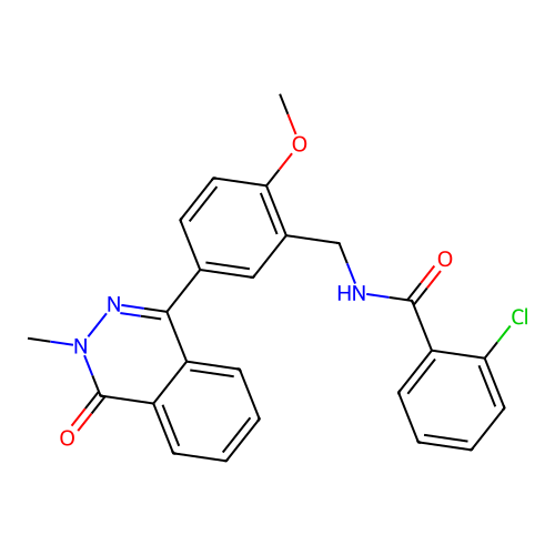 2-chloro-N-(2-methoxy-5-(3-methyl-4-oxo-3,4-dihydrophthalazin-1-yl)benzyl)benzamide structure