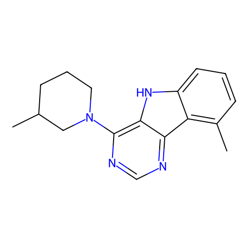 9-methyl-4-(3-methylpiperidin-1-yl)-5H-pyrimido[5,4-b]indole structure