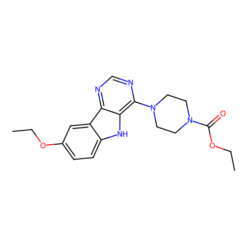 ethyl 4-(8-ethoxy-5H-pyrimido[5,4-b]indol-4-yl)piperazine-1-carboxylate structure