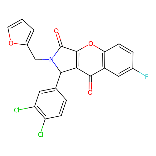 1-(3,4-dichlorophenyl)-7-fluoro-2-(2-furylmethyl)-1,2-dihydrochromeno[2,3-c]pyrrole-3,9-dione structure