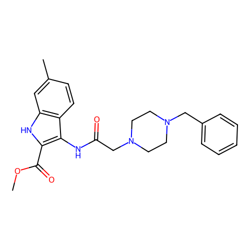 Methyl 3-[[2-(4-benzylpiperazin-1-yl)acetyl]amino]-6-methyl-1H-indole-2-carboxylate structure