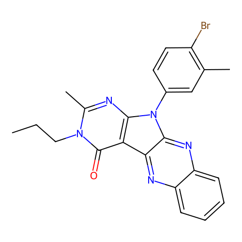 11-(4-bromo-3-methylphenyl)-2-methyl-3-propyl-3,11-dihydro-4H-pyrimido[5',4':4,5]pyrrolo[2,3-b]quinoxalin-4-one structure