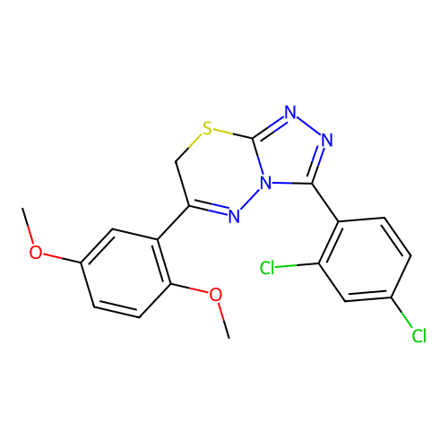 3-(2,4-dichlorophenyl)-6-(2,5-dimethoxyphenyl)-7H-[1,2,4]triazolo[3,4-b][1,3,4]thiadiazine structure