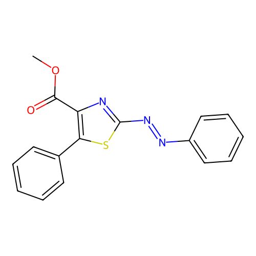 methyl 5-phenyl-2-[(E)-phenyldiazenyl]-1,3-thiazole-4-carboxylate structure