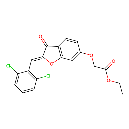 (Z)-ethyl 2-((2-(2,6-dichlorobenzylidene)-3-oxo-2,3-dihydrobenzofuran-6-yl)oxy)acetate structure