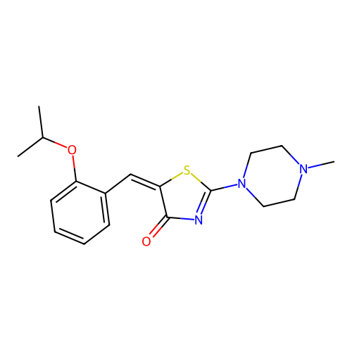 (E)-5-(2-isopropoxybenzylidene)-2-(4-methylpiperazin-1-yl)thiazol-4(5H)-one structure