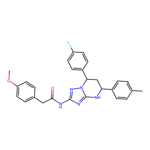 N-(7-(4-fluorophenyl)-5-(p-tolyl)-4,5,6,7-tetrahydro-[1,2,4]triazolo[1,5-a]pyrimidin-2-yl)-2-(4-methoxyphenyl)acetamide structure