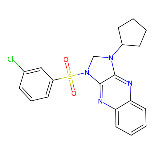 1-((3-chlorophenyl)sulfonyl)-3-cyclopentyl-2,3-dihydro-1H-imidazo[4,5-b]quinoxaline structure