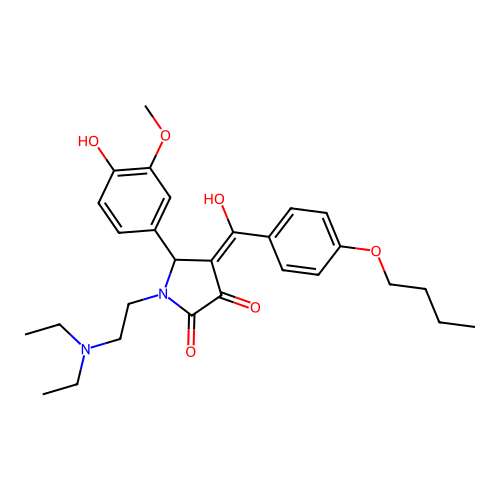 (4E)-4-[(4-butoxyphenyl)-hydroxymethylidene]-1-(2-diethylaminoethyl)-5-(4-hydroxy-3-methoxyphenyl)pyrrolidine-2,3-dione structure