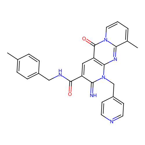 2-imino-10-methyl-N-(4-methylbenzyl)-5-oxo-1-(pyridin-4-ylmethyl)-1,5-dihydro-2H-dipyrido[1,2-a:2',3'-d]pyrimidine-3-carboxamide structure