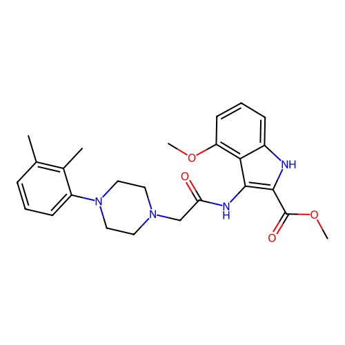 Methyl 3-[[2-[4-(2,3-dimethylphenyl)piperazin-1-yl]acetyl]amino]-4-methoxy-1H-indole-2-carboxylate structure