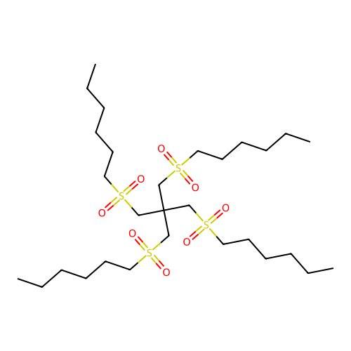 1-[3-Hexylsulfonyl-2,2-bis(hexylsulfonylmethyl)propyl]sulfonylhexane structure