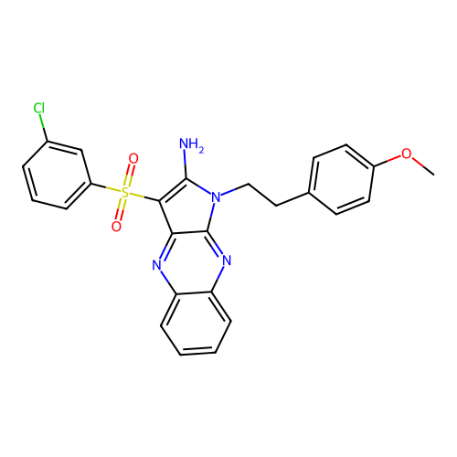 3-[(3-chlorophenyl)sulfonyl]-1-[2-(4-methoxyphenyl)ethyl]-1H-pyrrolo[2,3-b]quinoxalin-2-amine structure