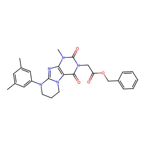 benzyl 2-[9-(3,5-dimethylphenyl)-1-methyl-2,4-dioxo-1H,2H,3H,4H,6H,7H,8H,9H-pyrimido[1,2-g]purin-3-yl]acetate structure