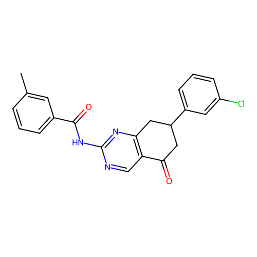 N-[7-(3-chlorophenyl)-5-oxo-5,6,7,8-tetrahydroquinazolin-2-yl]-3-methylbenzamide structure