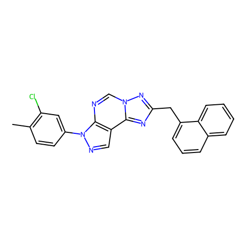 7-(3-chloro-4-methylphenyl)-2-(naphthalen-1-ylmethyl)-7H-pyrazolo[4,3-e][1,2,4]triazolo[1,5-c]pyrimidine structure