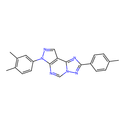 3-(3,4-dimethylphenyl)-8-(4-methylphenyl)-6-hydropyrazolo[5,4-d]1,2,4-triazolo [1,5-e]pyrimidine structure