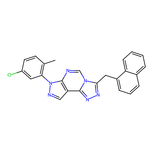 7-(5-chloro-2-methylphenyl)-3-(naphthalen-1-ylmethyl)-7H-pyrazolo[4,3-e][1,2,4]triazolo[4,3-c]pyrimidine structure