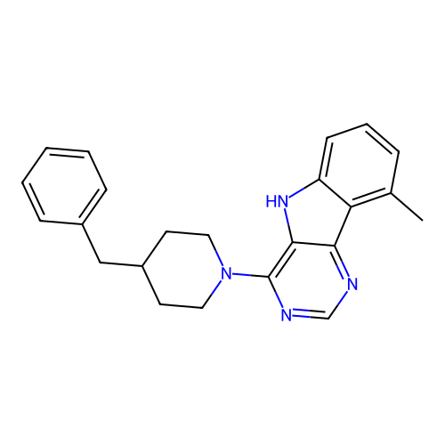 4-(4-benzylpiperidin-1-yl)-9-methyl-5H-pyrimido[5,4-b]indole structure