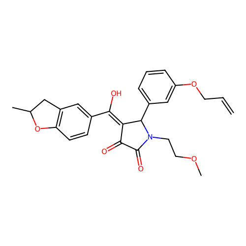 3-hydroxy-1-(2-methoxyethyl)-4-(2-methyl-2,3-dihydro-1-benzofuran-5-carbonyl)-5-[3-(prop-2-en-1-yloxy)phenyl]-2,5-dihydro-1H-pyrrol-2-one structure