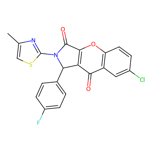 7-chloro-1-(4-fluorophenyl)-2-(4-methylthiazol-2-yl)-1,2-dihydrochromeno[2,3-c]pyrrole-3,9-dione structure