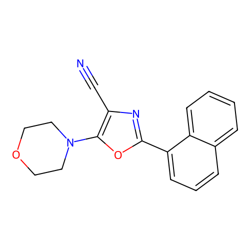5-Morpholin-4-yl-2-naphthyl-1,3-oxazole-4-carbonitrile structure