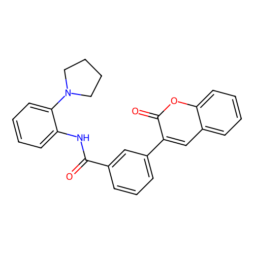 3-(2-oxo-2H-chromen-3-yl)-N-(2-(pyrrolidin-1-yl)phenyl)benzamide structure