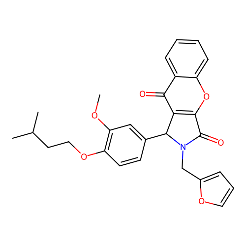 2-(2-furylmethyl)-1-[4-(isopentyloxy)-3-methoxyphenyl]-1,2-dihydrochromeno[2,3-c]pyrrole-3,9-dione structure
