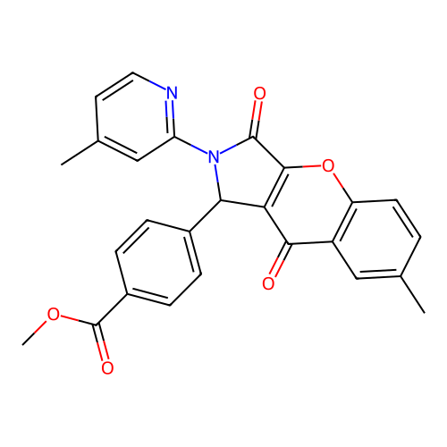 methyl 4-(7-methyl-2-(4-methylpyridin-2-yl)-3,9-dioxo-1,2,3,9-tetrahydrochromeno[2,3-c]pyrrol-1-yl)benzoate structure