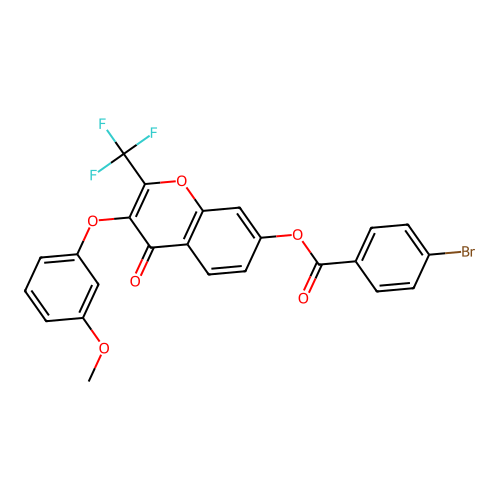 3-(3-methoxyphenoxy)-4-oxo-2-(trifluoromethyl)-4H-chromen-7-yl 4-bromobenzoate structure