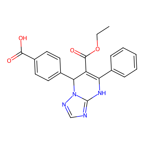 4-[6-(ethoxycarbonyl)-5-phenyl-4,7-dihydro[1,2,4]triazolo[1,5-a]pyrimidin-7-yl]benzoic acid structure
