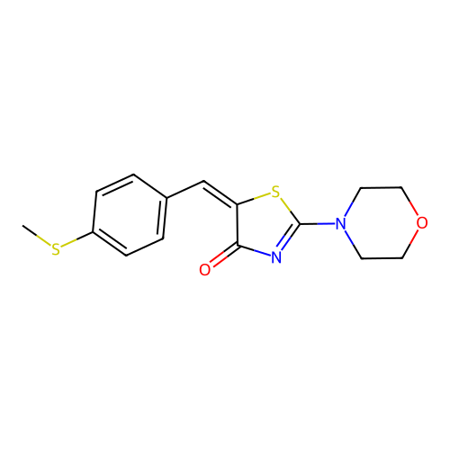 (5E)-5-[4-(methylsulfanyl)benzylidene]-2-(morpholin-4-yl)-1,3-thiazol-4(5H)-one structure