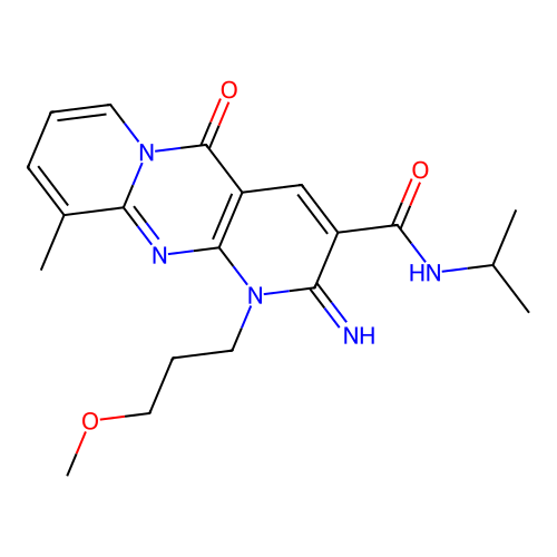 2-imino-1-(3-methoxypropyl)-10-methyl-5-oxo-N-(propan-2-yl)-1,5-dihydro-2H-dipyrido[1,2-a:2',3'-d]pyrimidine-3-carboxamide structure